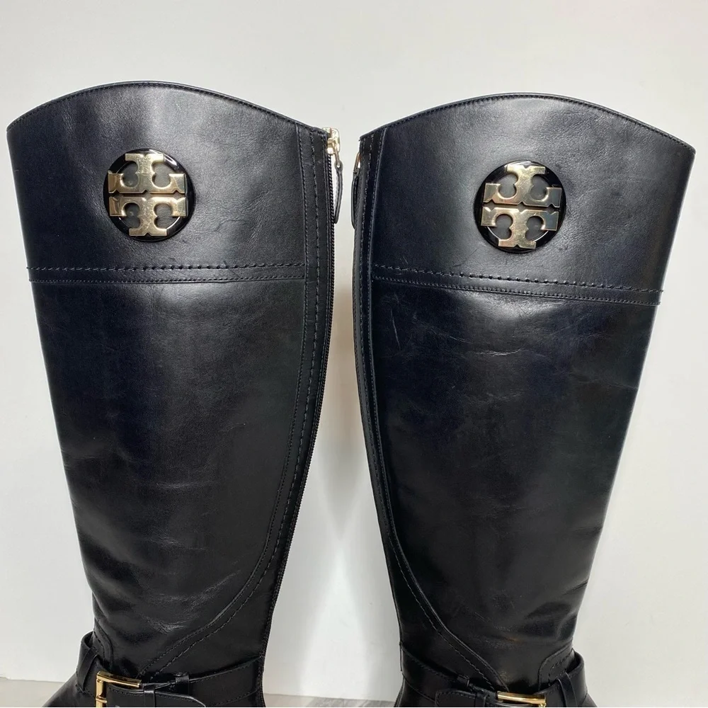 Tory Burch Adeline Black Leather Riding Boot 5M